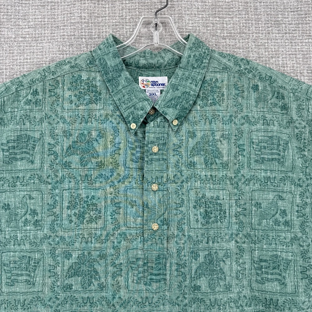 Y2K‎ Reyn Spooner Sz 3XL Dark Green Lahaina Sailor Pullover Shirt Hawaiian Crisp